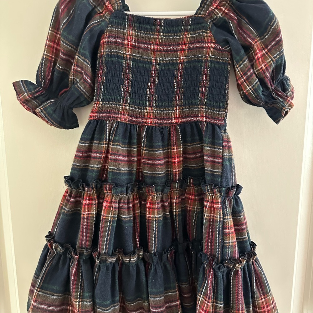 Ivy City Co Navy and Red Plaid Kids Dress